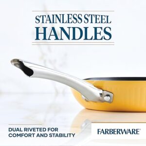 Farberware Style Nonstick Cookware Frying Pan/Skillet with Pour Spouts, Dishwasher Safe, 10 Inch - Yellow