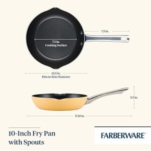 Farberware Style Nonstick Cookware Frying Pan/Skillet with Pour Spouts, Dishwasher Safe, 10 Inch - Yellow