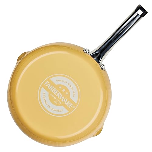 Farberware Style Nonstick Cookware Frying Pan/Skillet with Pour Spouts, Dishwasher Safe, 10 Inch - Yellow