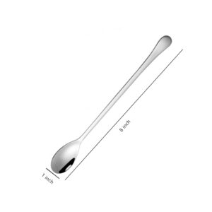 IZELOKAY 8-Inch Long Handle Ice scoop, Coffee Spoon, Ice Spoon, 304 Stainless Steel Cocktail Stirring Spoons, set of 2 (Silver)