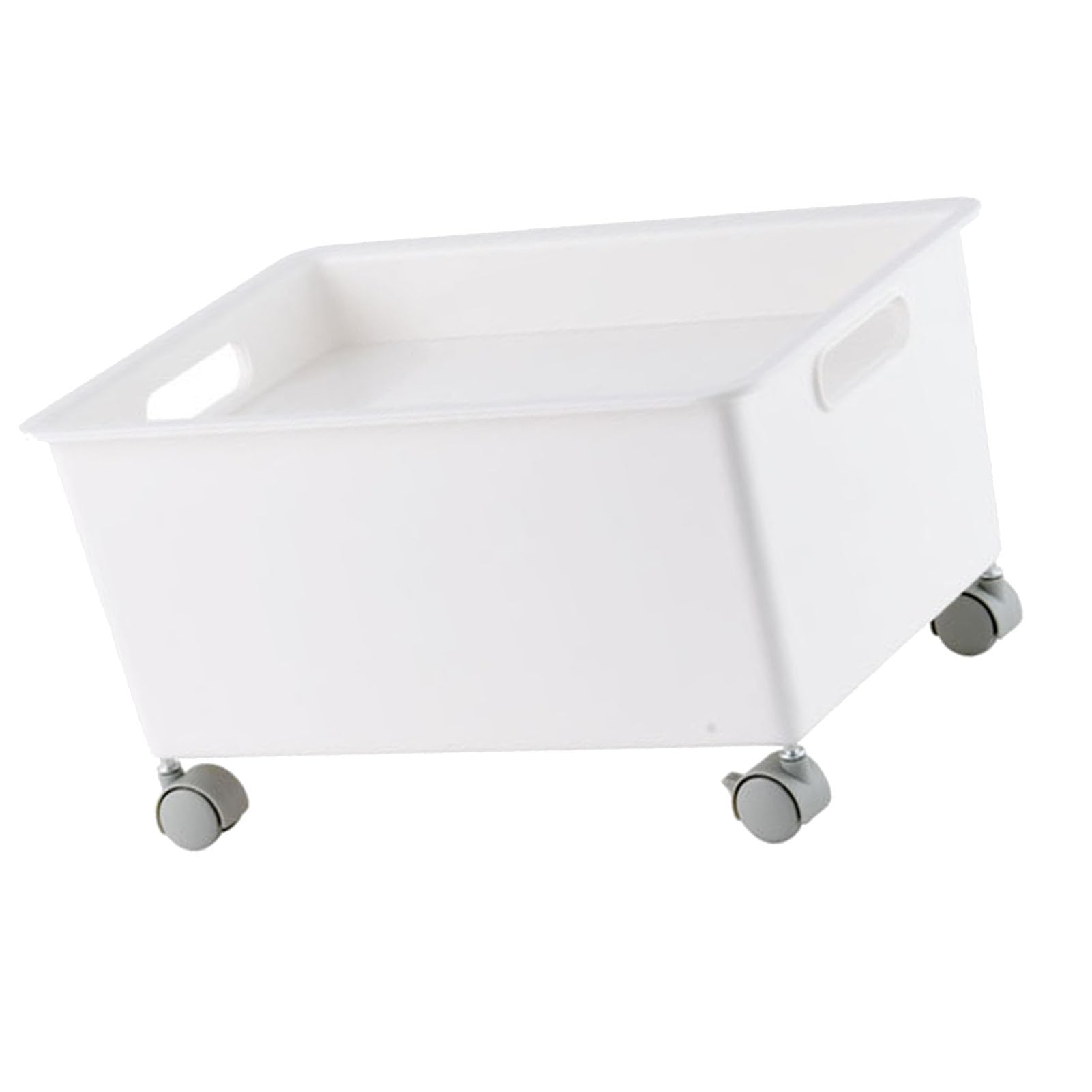 BEIJIALY Plastic Rooling Storage Bin with Handle and Rolling Wheels, Storage Basket Roller Basket, Portable Movable Large Capacity Organizer Box for Books Clothes Shoes(White)