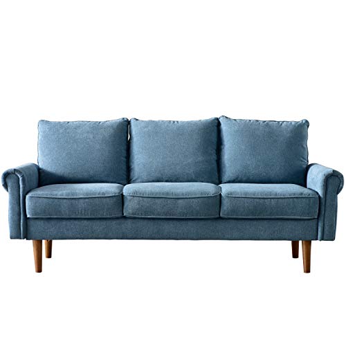 ovios 3 Seater Couches with Armrests and Comfy Cushions, 73.6 inches, Blue