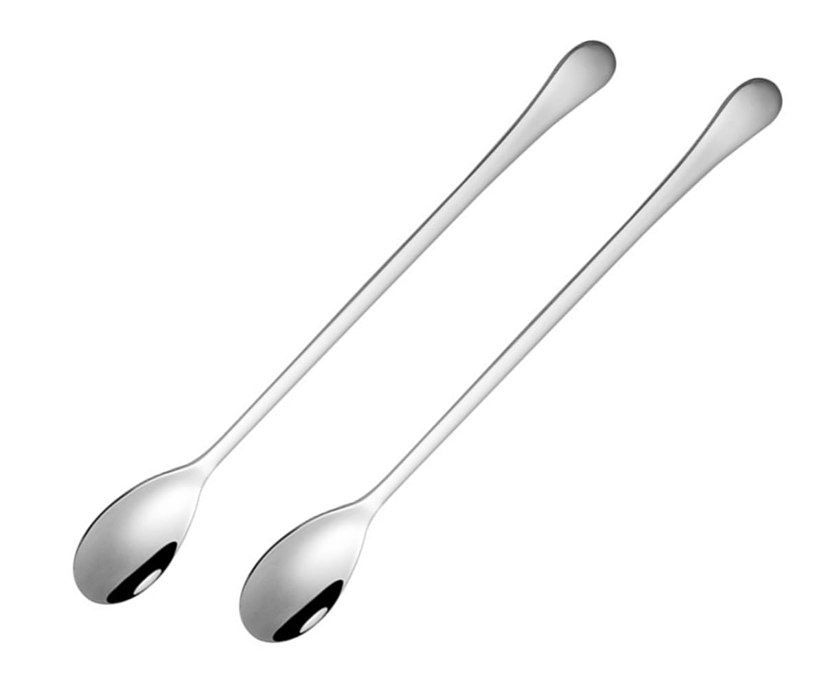 IZELOKAY 8-Inch Long Handle Ice scoop, Coffee Spoon, Ice Spoon, 304 Stainless Steel Cocktail Stirring Spoons, set of 2 (Silver)