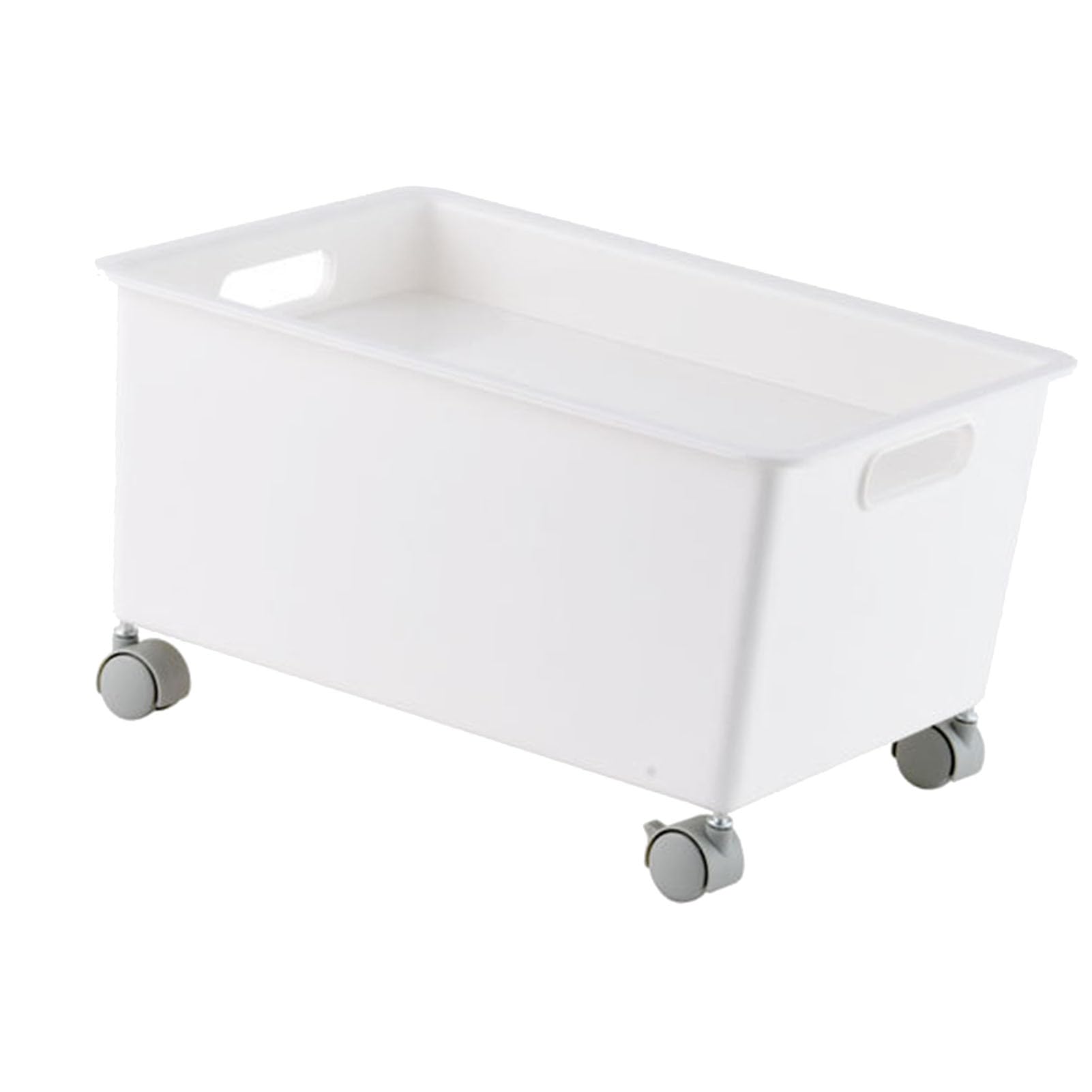 BEIJIALY Plastic Rooling Storage Bin with Handle and Rolling Wheels, Storage Basket Roller Basket, Portable Movable Large Capacity Organizer Box for Books Clothes Shoes(White)