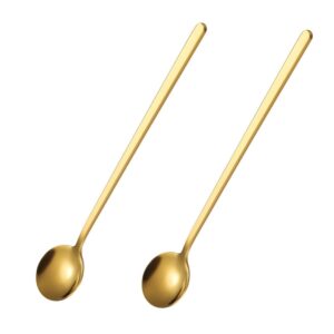 IZELOKAY 6.7 Inches 304 Stainless Steel Mixing Spoons, Stirring Spoons, Tea Spoons, Gold Teaspoons, Ice Tea Spoons, Set of 2 (Gold)