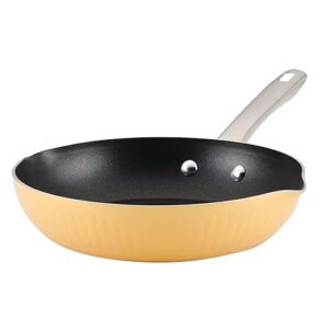 farberware style nonstick cookware frying pan/skillet with pour spouts, dishwasher safe, 10 inch - yellow