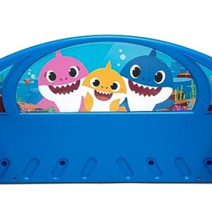 Baby Shark Plastic Sleep and Play Plastic Toddler Bed + Delta Children Twinkle Galaxy Dual Sided Recycled Fiber Core Crib and Toddler Mattress (Bundle)