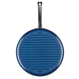 Farberware Style Nonstick Cookware Deep Round Grill Pan/Griddle, Dishwasher Safe, 11.25 Inch - Blue