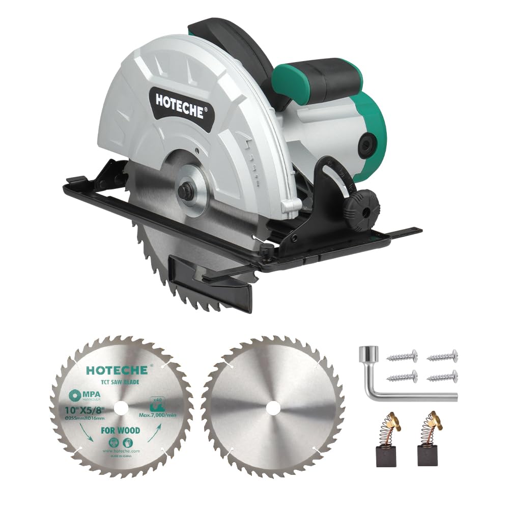 Hoteche 10-Inch Circular Saw 15A Compact Portable Table Saw with Saw Blade for Desktop Use