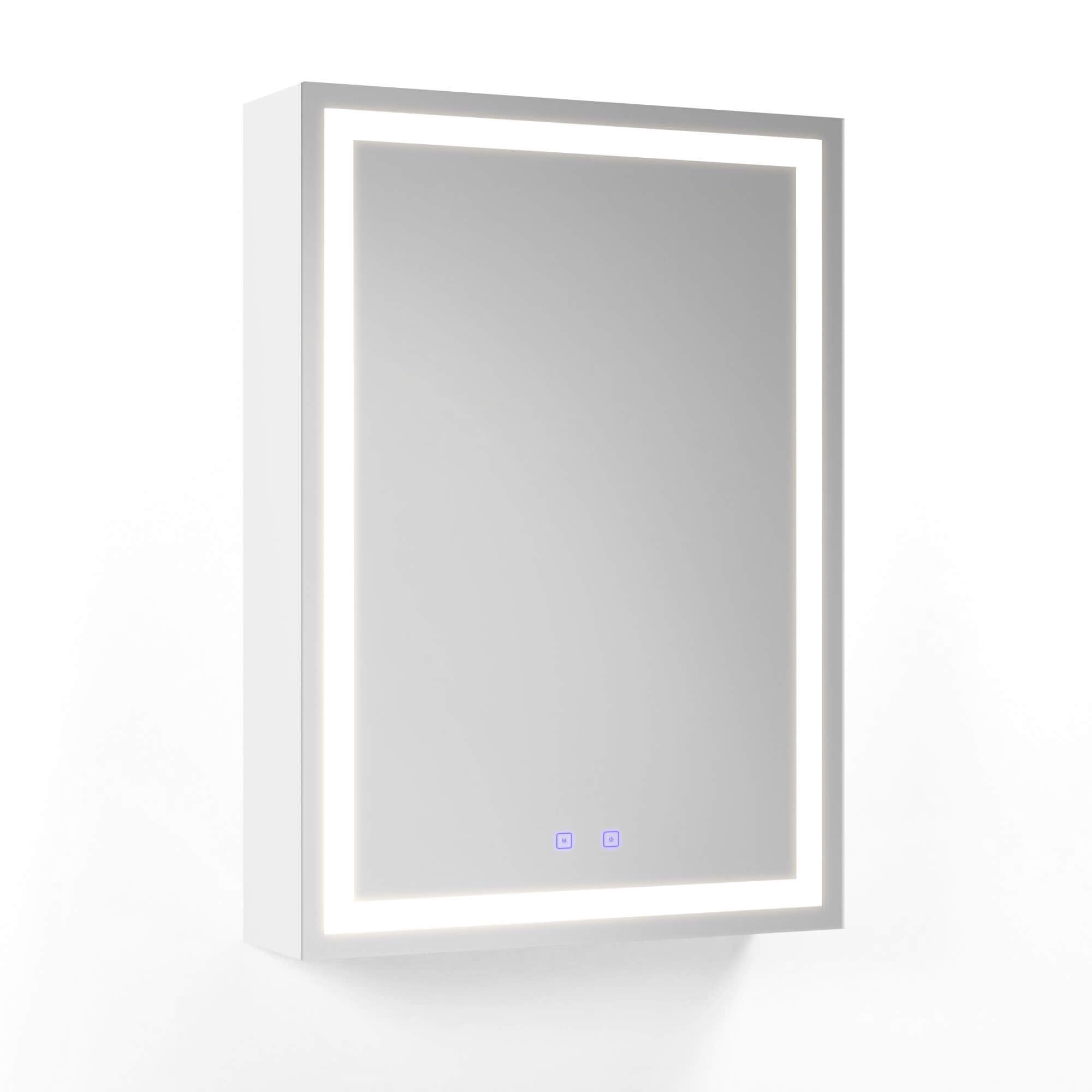 LED Lighted Medicine Cabinet Mirror 20" W x 28" H with 2 Adjustable Glass Shelves, Recessed or Surface Mount Bathroom Wall Cabinet with Touch Sensor, Defogger, Light Color Dimmer (3000-6500K)