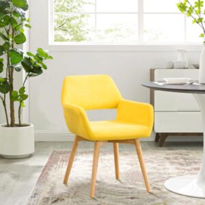 yeefy desk chair no wheels vanity chair makeup chair comfy accent chair for living dining room bedroom home office mid century modern upholstered arm chair sofa chair (yellow, 1)