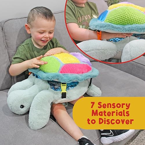 MEAVIA Weighted Sensory Lap Pad Sea Turtle Plush, Stuffed Turtle Toy with Detachable Lap Pillow, FEELix Collection