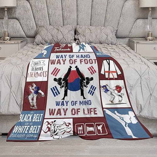 Taekwondo Blanket Korea Gifts for Girls Boys Kids Woman Sport Throw Blankets Soft Blanket Warm Fleece Flannel Plush Blankets for Bed Sofa Couch 40"x50"