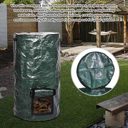 LIDSCURA 34 Gallon Green Compost Bin Garden Compost Bin Bags, Compost Bin Bags for Garden Yard Garbage Cans