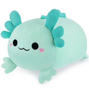 axolotl plush-9.1'' axolotl plush pillow, green kawaii axolotl plushies, axolotl anime plush stuffed animals cute plush axolotl stuff plushie stuffed pillows,birthday gift for kids girls boys