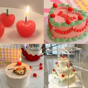 5 Pcs Cherry Shaped Birthday Candles, Cute Fruit Shaped Candles, Cherry Cake Decorations Cake Cupcake Topper for Birthday Party Wedding Supplies