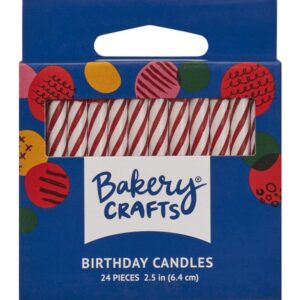 Candy Stripe Smooth and Spiral Birthday Cake Candles, 24 pc (Red)