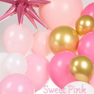 Pink Gold Balloon garland kit 135Pcs Pastel Pink and Gold white balloons for Girl baby shower women Sweet 16/21th Birthday Mother's Day Party Princess theme Decorations