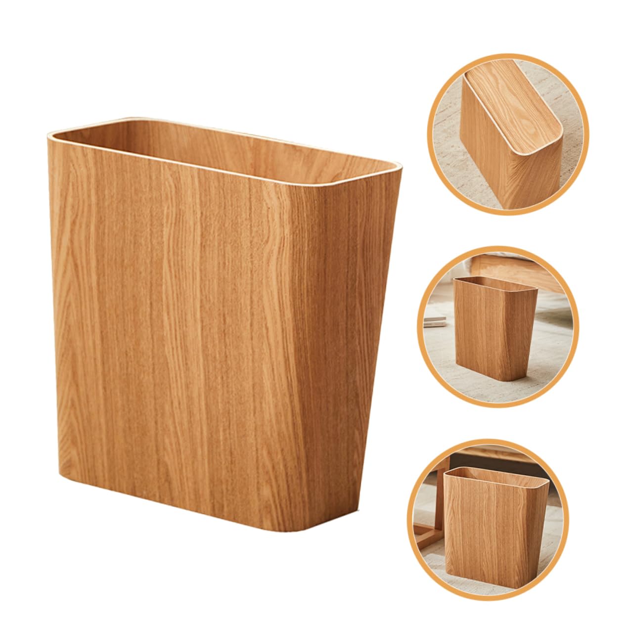 Angoily Trash Bags Wood Trash Can Wood Garbage Can Wood Trash Bin Garbage Bags Dump Pouch Trash Basket Waste Can s Japanese-Style Wastebasket Trash Bag Container Office Wrought Iron