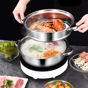 Steamer Pot for Cooking 4 Quart Steamer Pot 2-tier Multipurpose 18/8 Stainless Steel Steam Pot Cookware with Lid for Vegetable, Noodles, Pasta, Food