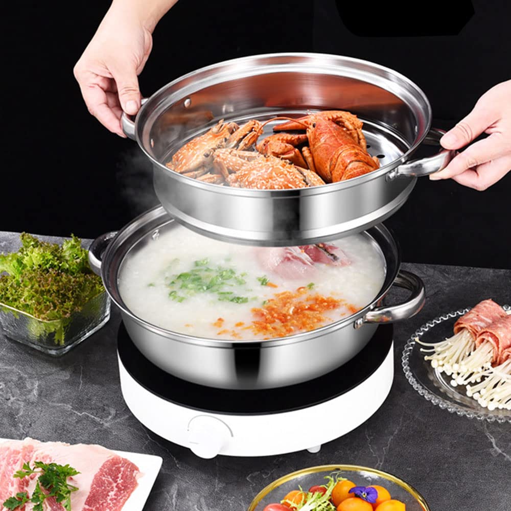 Steamer Pot for Cooking 4 Quart Steamer Pot 2-tier Multipurpose 18/8 Stainless Steel Steam Pot Cookware with Lid for Vegetable, Noodles, Pasta, Food