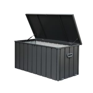 Domi 150 Gallon Outdoor Storage Deck Box Waterproof, Large Patio Storage Bin for Outside Cushions, Throw Pillows, Garden Tools, Lockable (Dark Gray)