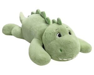 xmv 31 inch 5 lbs dinosaur weighted stuffed animals, large weighted plush animal, cute plush toy pillow, soft dino plushie gifts for adults, kids, boys and girls (green)