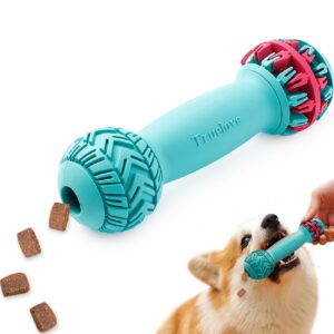 la la pet®dumbbell shaped dog chew toy natural rubber dog teeth cleaning toy dog treat dispensing toy dog oral chew toy for small medium large dogs red blue, m