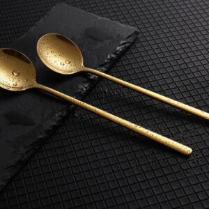 IZELOKAY 6.7 Inches 304 Stainless Steel Mixing Spoons, Stirring Spoons, Tea Spoons, Gold Teaspoons, Ice Tea Spoons, Set of 2 (Gold)