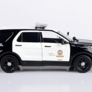 2015 Police Interceptor Utility Black and White Los Angeles Police Department (LAPD) with Flashing Light Bar and Front and Rear Lights and Sounds 1/24 Diecast Model Car by Motormax 79540