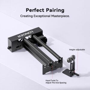 Longer Laser Engraver Rotary Roller with Bracket, Y-Axis Rotary Roller 360° Rotation for Laser Engraver Engraving Cylindrical Objects Tumblers Cans Cups Bottles, Compatible with 99% of Laser Engraver