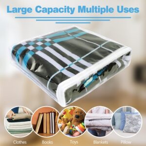 20Pcs Clear Vinyl Zippered Storage Bags, Plastic Storage Bags for Blankets Sweater Clothes Bed Sheet Organizer with Zipper for Closet Sweater Bed Sheet Pillow