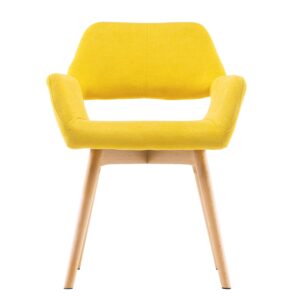 YEEFY Desk Chair No Wheels Vanity Chair Makeup Chair Comfy Accent Chair for Living Dining Room Bedroom Home Office Mid Century Modern Upholstered Arm Chair Sofa Chair (Yellow, 1)