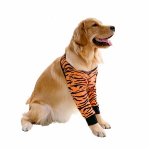 hdkuw dog elbow protector for calluses, dog joint recovery sleeve for prevent licking wound, elbow sleeves with mesh pad for medium large dogs tiger xl