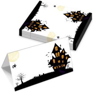 halloween tent labels seating table place cards editable location cards collapsible dinner party decoration cards, halloween thanksgiving party decorations, set of 25, easy folding - fs139