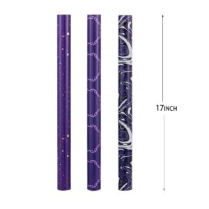 GAKA Wrapping Paper Roll,Purple,3 Different Wrapping Paper Design Suitable for Halloween, Thanksgiving, Christmas,birthday, wedding,graduation presents packaging 17 inch X 120 inch Per roll