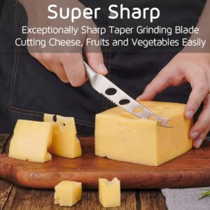 WELLSTAR Cheese Knife, Serrated Tomato Knife 5 Inch Sharp High Carbon Stainless Steel Blade for Cutting All Cheese Types – Silver