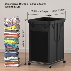 YKDIRECT 150L Large Laundry Hampers, Oxford Fabric Laundry Hampers Clothes Hampers, Metal Frame and Removable Bag Design with Wheels, Suitable for Bedroom, Bathroom, Dorm Room, Laundry Room (Black)