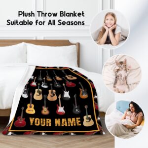 Mercuryelf Custom Guitar Throw Blanket - Soft, Fuzzy & Warm - 40x50 Inches Flannel Blankets for Travel, Office - Black Vintage Throws Gift for Kids