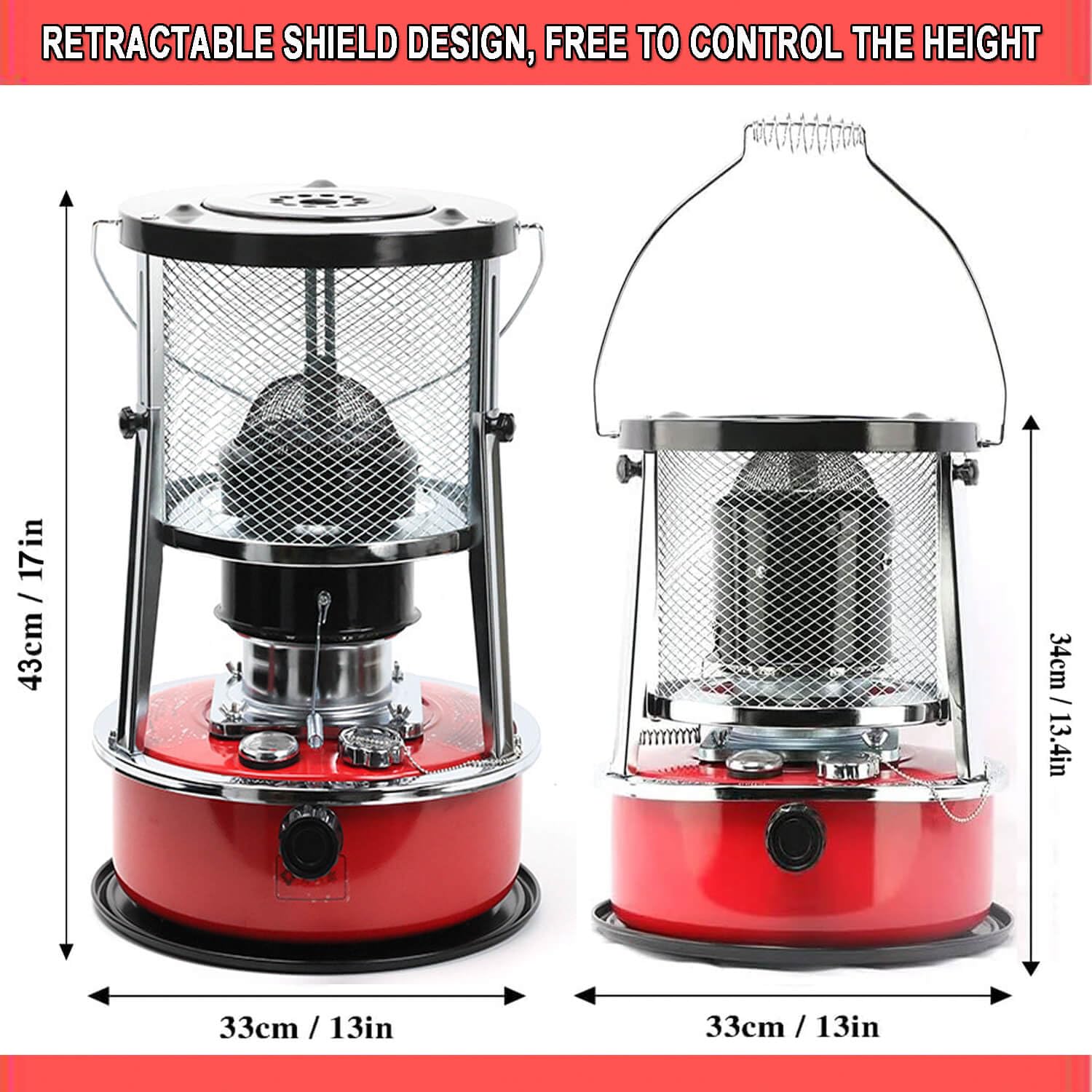 Kerosene Heater, 2 in 1 Kerosene Heater for Indoor Use, 9000 BTU, Portable Kerosene Heater, Kerosene Space Heaters for Heating, Fishing, Hunting, Hiking, Camp Tent Heater (4.6L)