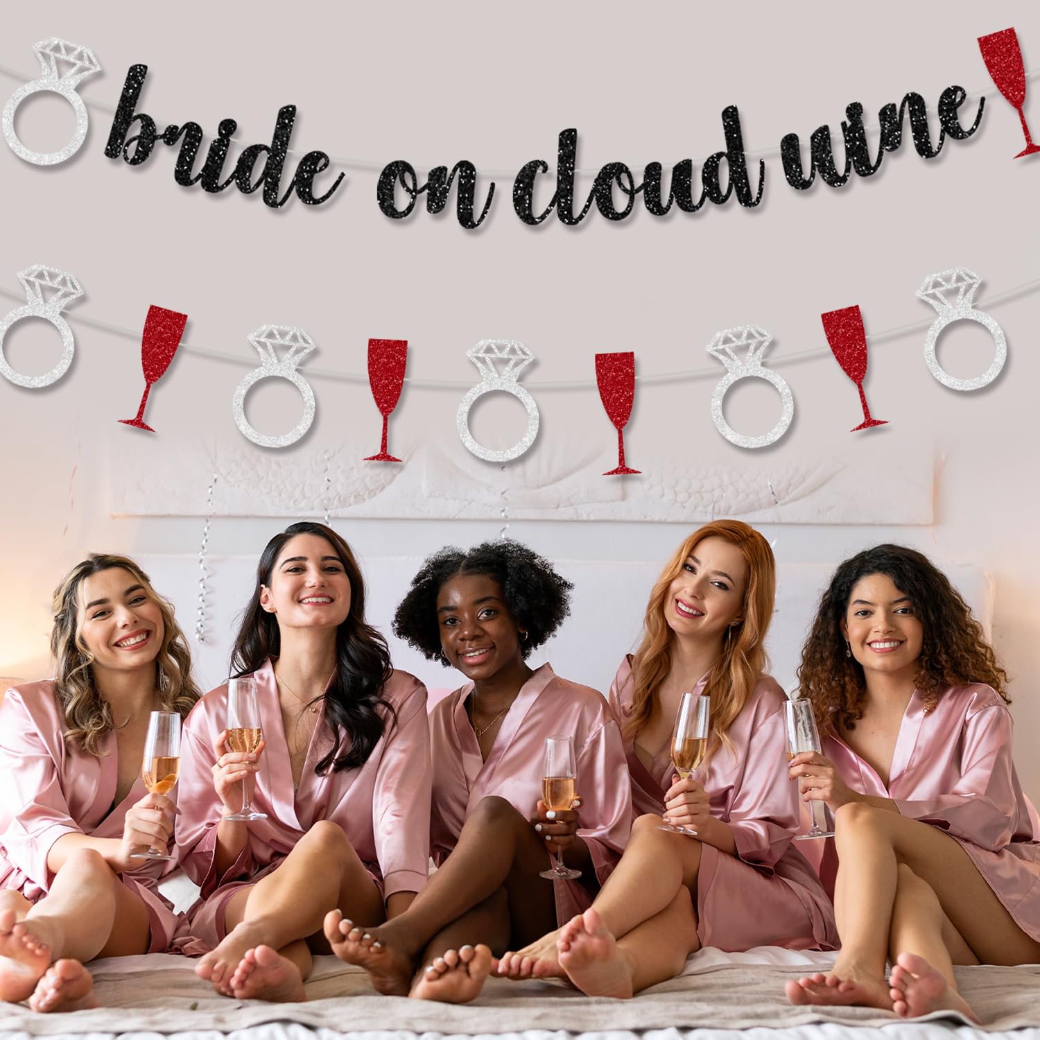 20PCS Bride On Cloud Wine Banner, Bachelorette Party Decoration, Wedding Bride Garland, Bridal Shower Decorations, Wine Theme Funny Sign