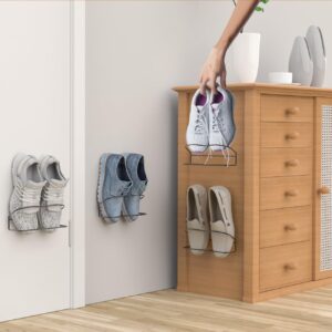 PrimZooty Wall Mounted Shoe Rack 6Pack, with Sticky Hanging Strips, Metal Wall Shoe Storage, Hanging Shoe Organizer for Wall/RV/Door