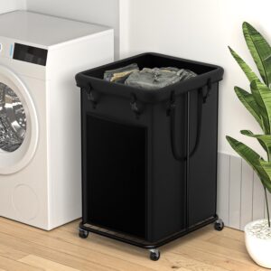 ykdirect 150l large laundry hampers, oxford fabric laundry hampers clothes hampers, metal frame and removable bag design with wheels, suitable for bedroom, bathroom, dorm room, laundry room (black)