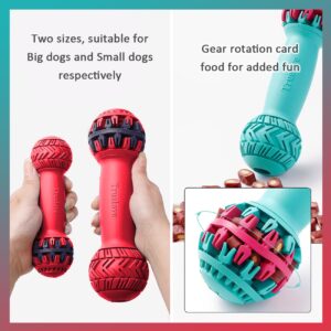 La La Pet®Dumbbell Shaped Dog Chew Toy Natural Rubber Dog Teeth Cleaning Toy Dog Treat Dispensing Toy Dog Oral Chew Toy for Small Medium Large Dogs Red Blue, M