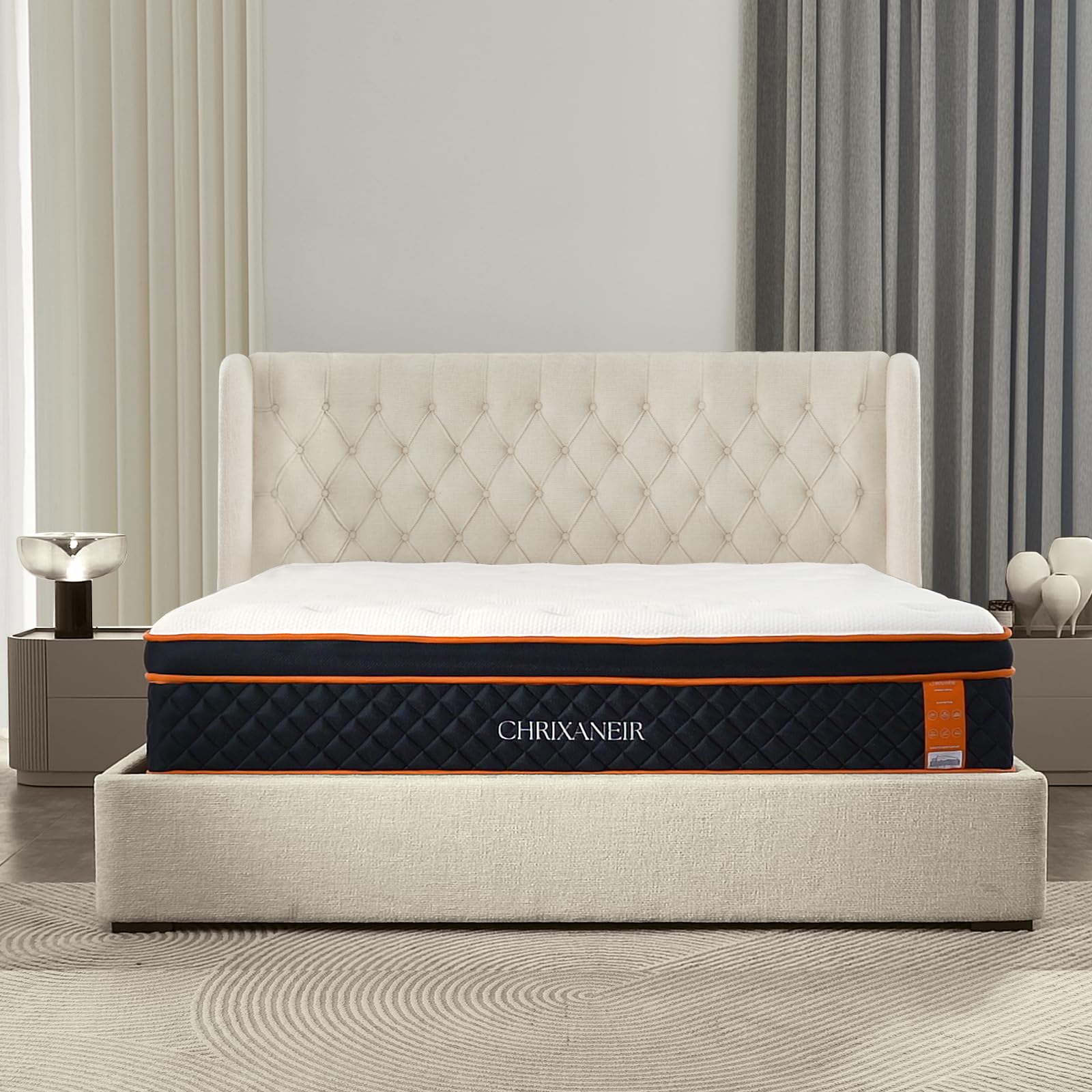 CHRIXANEIR King Mattress 14 Inch, Hybrid Mattress, Medium Firm Gel Memory Foam Euro Top Mattress in a Box and Pocket Springs, CertiPUR-US Certified, Balance Support & Pain-Relief