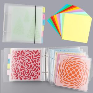 1set cookie stencil storage binder 1 cover,50 sleeve,50 backing paper and 10 sheets divider tabs for storage 6x6 stencils diy scrapbooking cutting dies stencil clear stamp,storage folder organizer