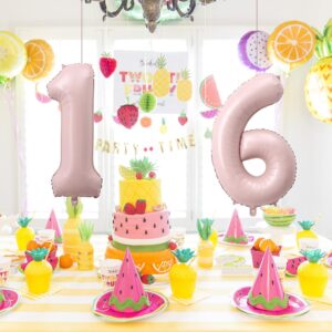 YFHVJTKO 40 Inch Number 12 Foil Balloons 12th Celebration Decorations for Happy 12th Birthday Party Wedding Bridal Shower Engagement Photo Shoot Anniversary Decoration, Number 12 Baby pink Balloon