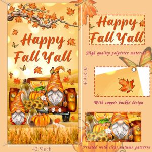 Fall Decorations - Happy Fall Y'all Door Cover Fall Thanksgiving Door Banner Thanksgiving Dwarf Pumpkin Banner Photo Background for Happy Fall Y'all Harvest Party Supplies,Autumn Decorations