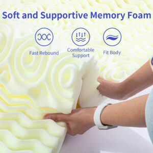 HOMBYS 5-Area Memory Foam Massage Bed Mattress Topper with Removable Cover, 3" Thickness Massage Table Mattress Topper with Elastic Bands, Non-Slip Lash Bed Cushion Only (Bed Not Included)