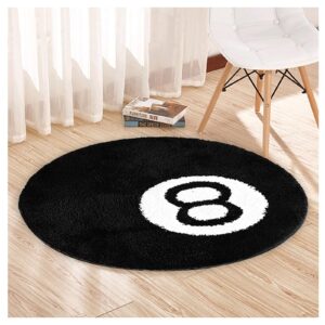 sviccookq 8 ball rug,8 ball decor,8 ball carpet 24" non-slip flocking floor area rug for living room decor, alt room decor soft doormat for bedroom.